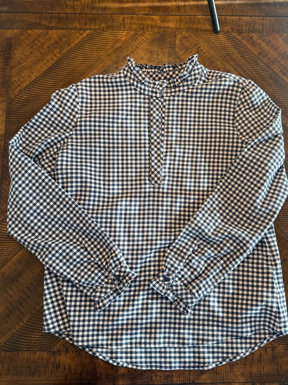 Southern Tide Navy and White Gingham Button-Front Shirt